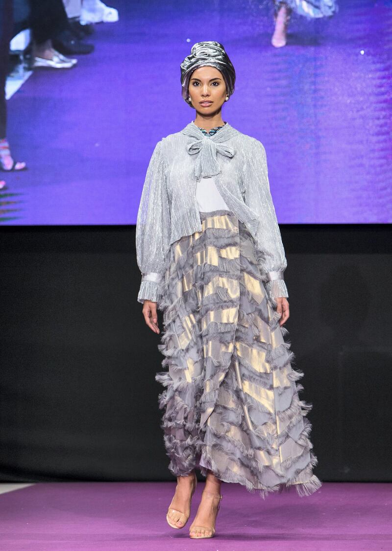 DUBAI, UNITED ARAB EMIRATES -Marka Marie and Najtag show  at the second day of Dubai Modest Fashion Show at Emerald Palace Kempinski, Dubai.  Leslie Pableo for The National for Hafsa Lodi's story