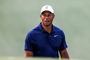 Tiger Woods of the US walks onto the seventh green during practice for The Masters golf tournament at the Augusta National Golf Club in Augusta, Georgia, USA, 04 April 2022.  Tournament play starts 07 April.   EPA / TANNEN MAURY