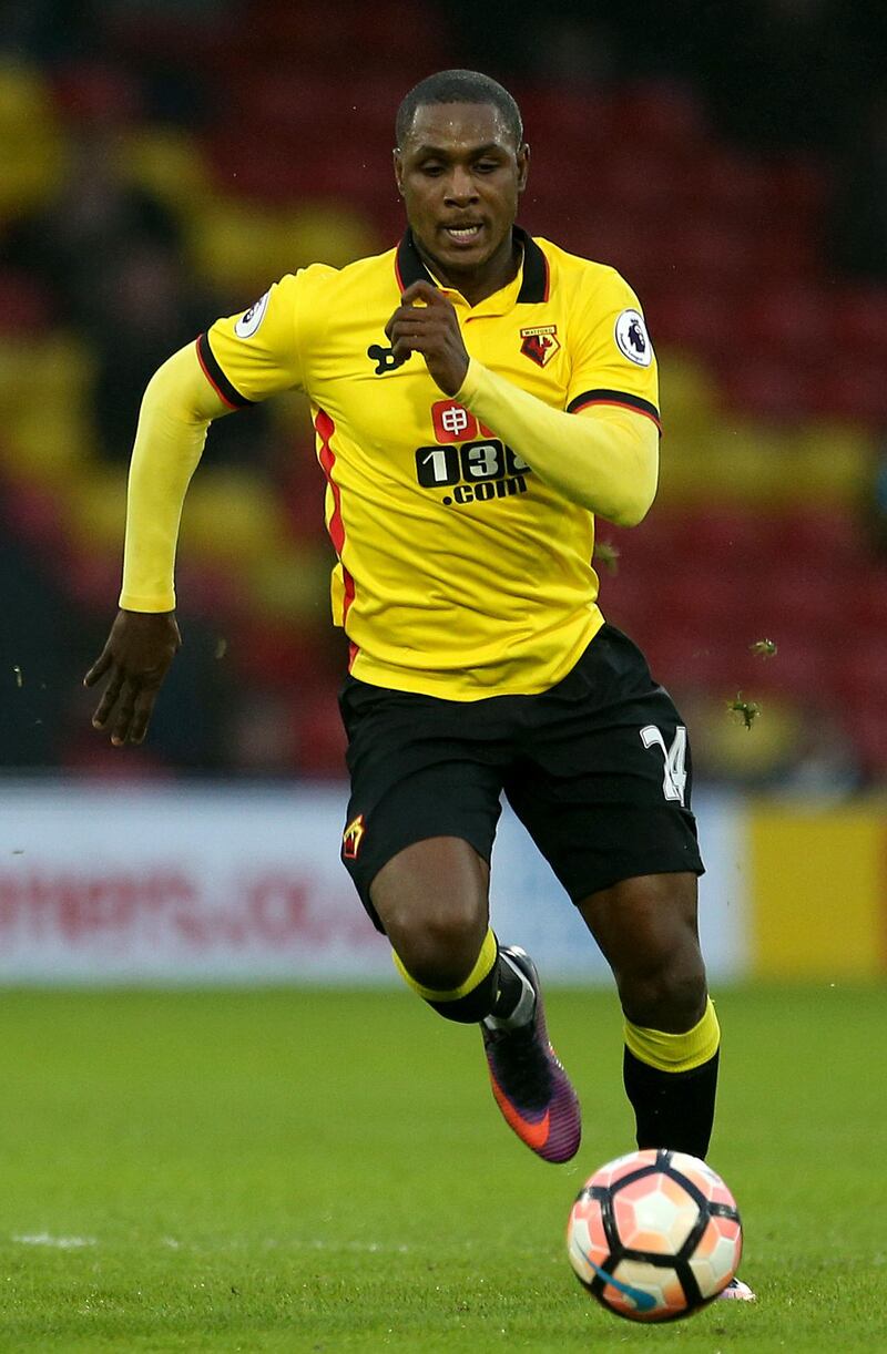 File photo dated 07-01-2017 of Watford's Odion Ighalo PA Photo. Issue date: Tuesday February 11, 2020. Manchester United's deadline-day signing Odion Ighalo will go straight into the travelling squad at Chelsea, despite missing the club's warm-weather training camp due to travel restriction concerns. See PA story SOCCER Man Utd. Photo credit should read Steven Paston/PA Wire.