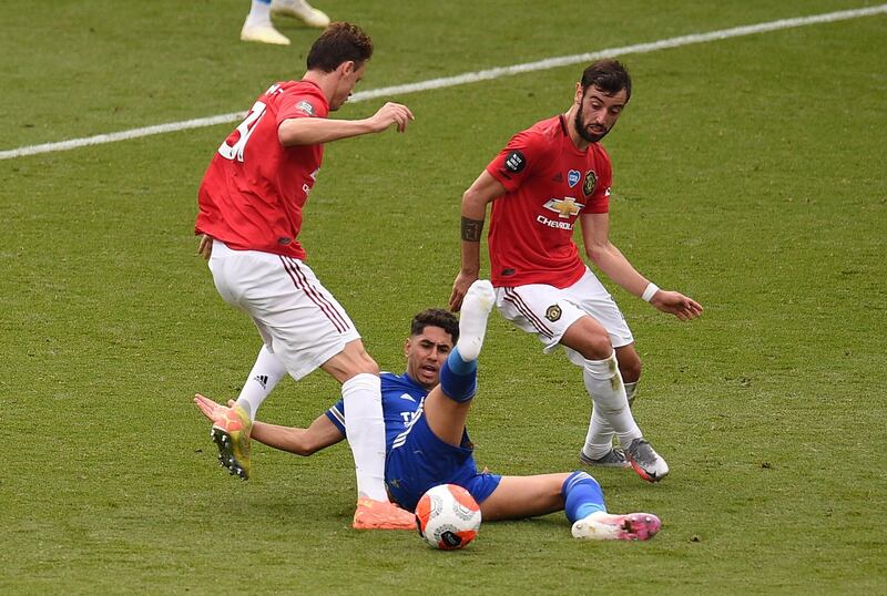 Nemanja Matic - 7: Error as tried to play out from back led to early Leicester chance. Continued to bring balance, play dangerous balls including one for Martial at start of second, but, like the rest, looked leggy. Reuters