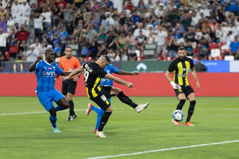 Abderrazak Hamdallah of Al Ittihad equalises at the second attempt after his penalty kick was saved. Getty Images