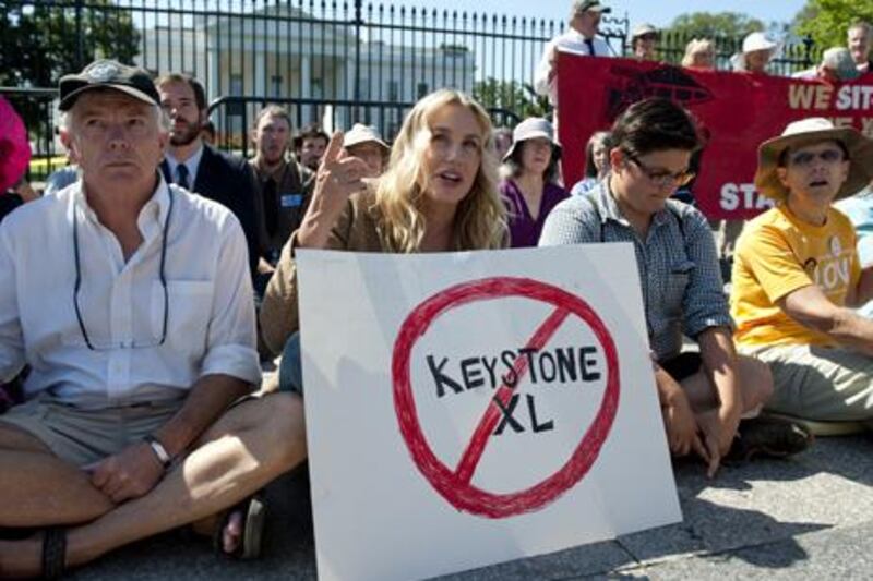 Daryl Hannah was among hundreds of people arrested during a sit-in protest against the Keystone pipeline outside the White House in August.
