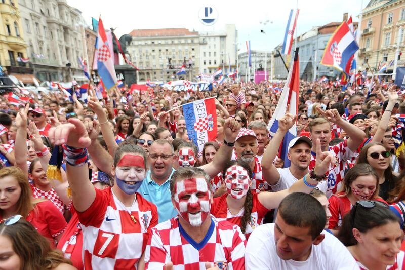 Croatia fans in Zagreb await the arrival of their national football team from the World Cup. Antonio Bronic / Reuters