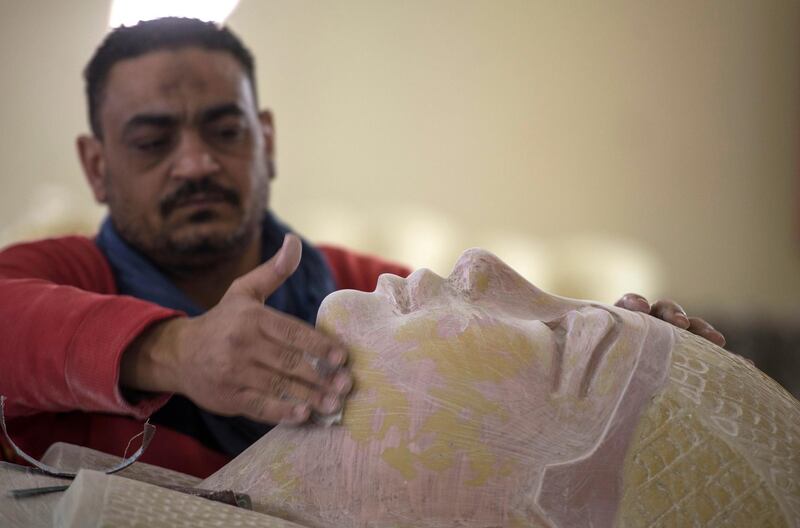 An artist works at the Replica Production Unit located at Salah Al Din Citadel in Cairo, Egypt.  EPA