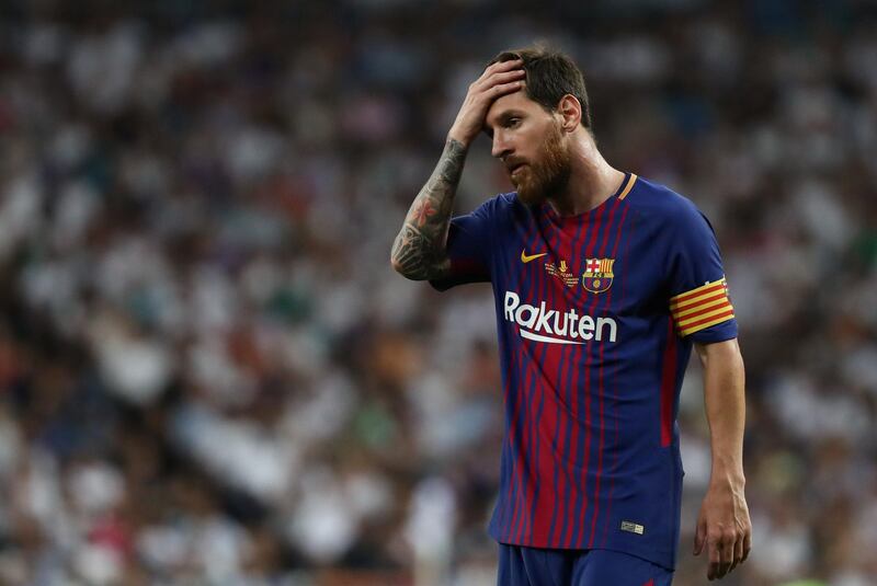 Barcelona's Lionel Messi shows his disappointment. Juan Medina / Reuters