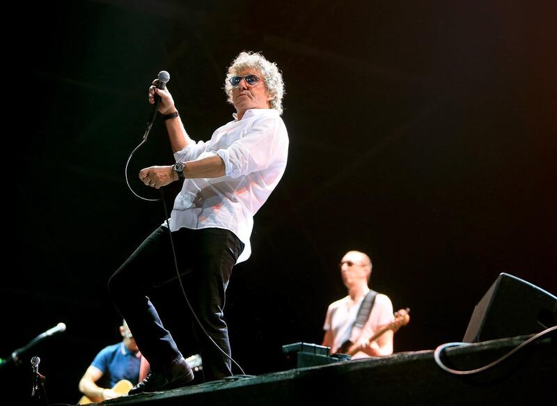 Roger Daltrey, front, and Pino Palladino, right, of The Who performing at du Arena on Yas Island. Ravindranath K / The National 