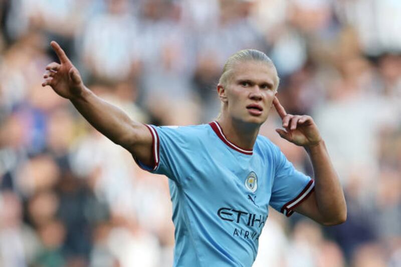 Erling Haaland after his goal. Getty