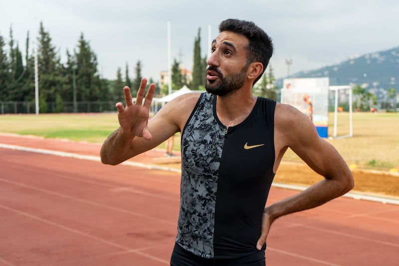 Lebanese sprinter Nour Hadid in his newly donated running gear.