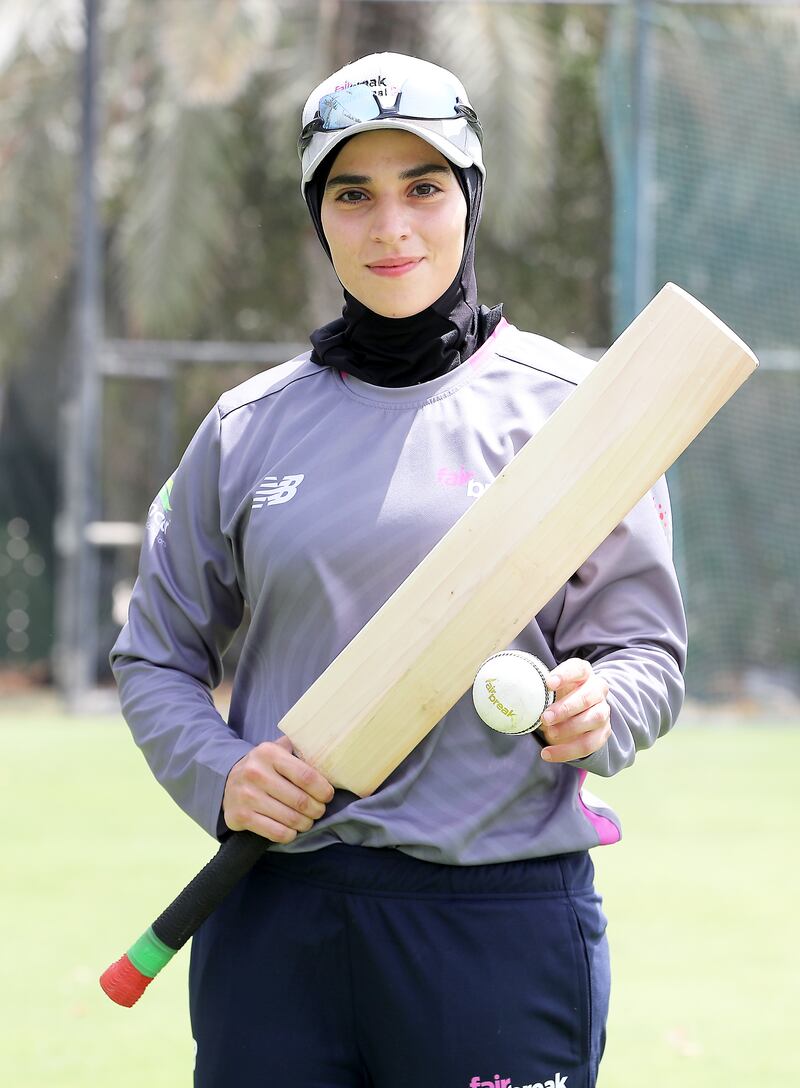 Maryam Omar plays cricket in a fast-wicking sports hijab.