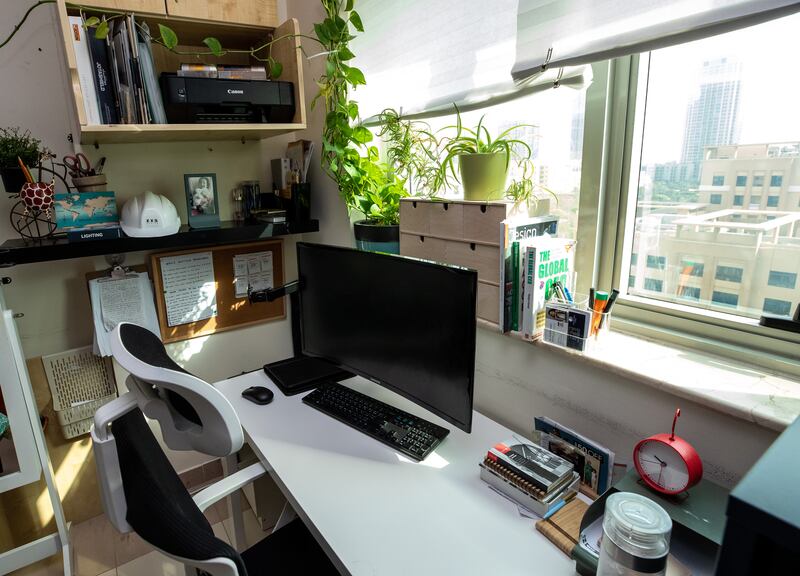 Design architect Piyusha runs her business from home, so space for a professional workspace is important. She and her husband moved from a one-bed flat in the same building.