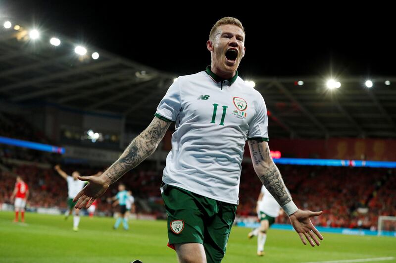 Soccer Football - 2018 World Cup Qualifications - Europe - Wales vs Republic of Ireland - Cardiff City Stadium, Cardiff, Britain - October 9, 2017   Republic of Ireland���s James McClean celebrates scoring their first goal         Action Images via Reuters/John Sibley     TPX IMAGES OF THE DAY