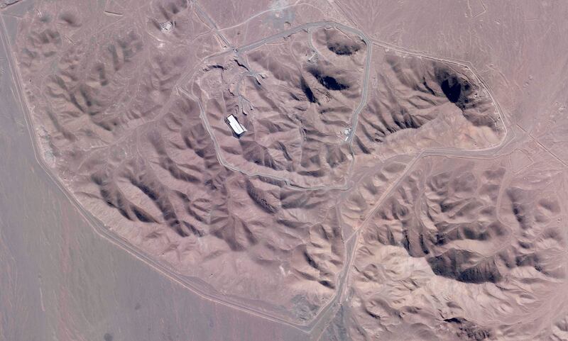 A satellite picture from Planet Labs  shows Iran's underground Fordo nuclear facility outside Qom, Iran. AP