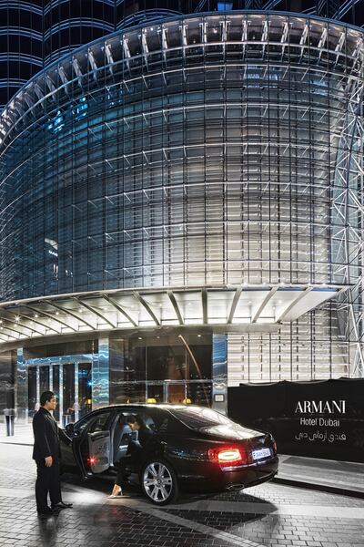 Concierge teams wait for arriving guests. Photo: Armani Hotel Dubai