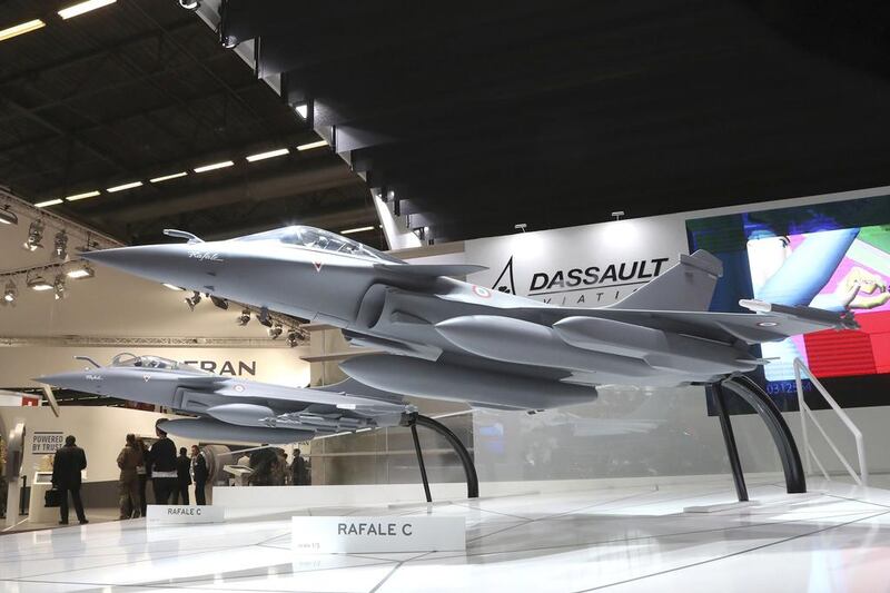 Two models of Dassault Rafale aircraft at the Eurosatory defence and security international exhibition. Jacques Demarthon/AFP