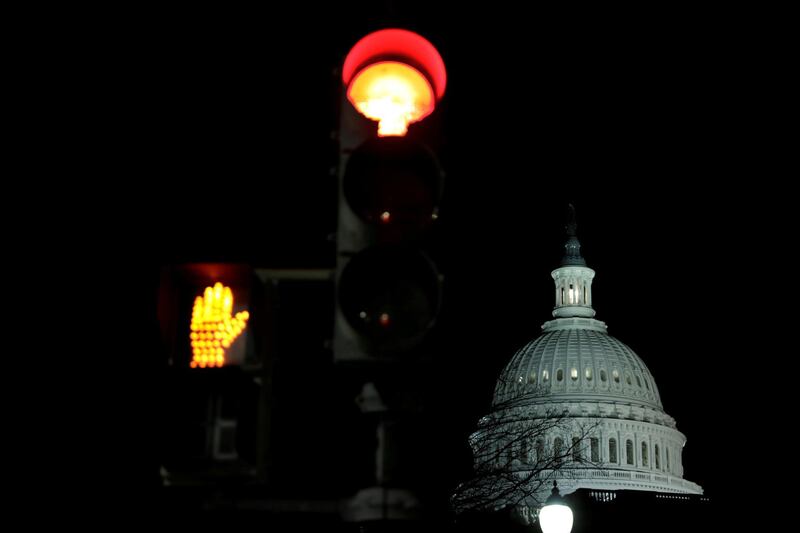 U.S. Capitol is seen shortly after beginning of the Government shutdown in Washington, U.S., January 20, 2018. REUTERS/Yuri Gripas     TPX IMAGES OF THE DAY