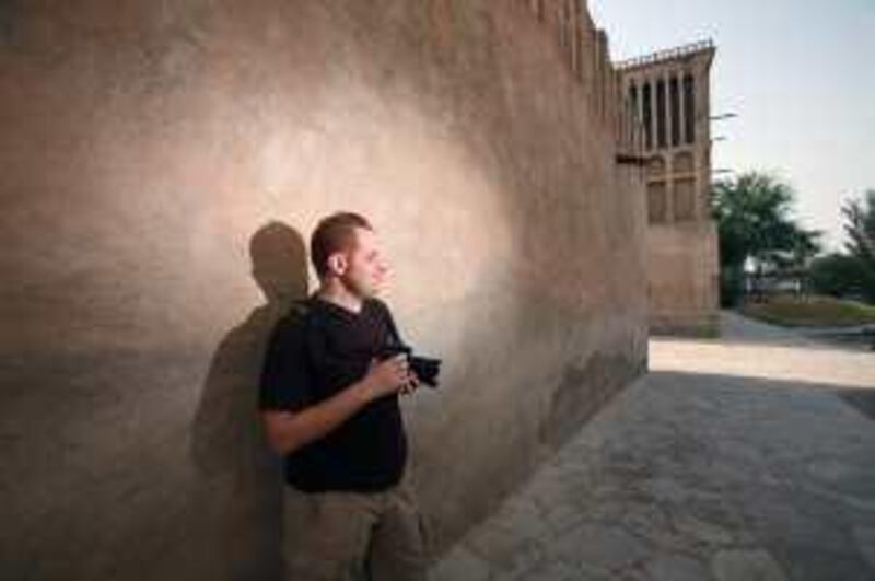 DUBAI, UNITED ARAB EMIRATES - JULY 1:  Ayham Kalla, a graphic designer and photographer from Syria, who says he was cheated out of money by a recruitment agency, pictured in the Bastakiya area of Dubai on July 1, 2009.  (Randi Sokoloff / The National)  For case study-Saturday paper *** Local Caption ***  RS011-070109-AYHAM.jpg