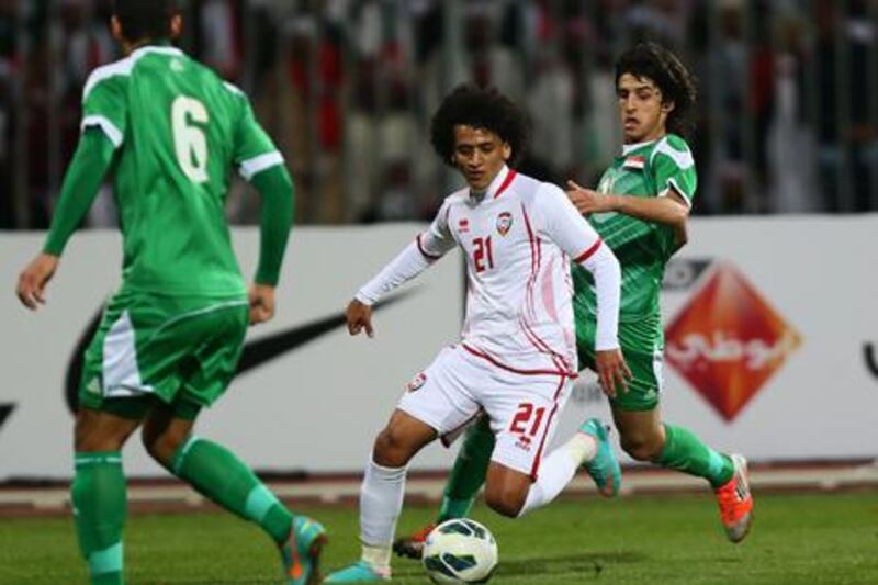 UAE midfielder Omar Abdulrahman cuts through the Iraq defence during the Gulf Cup final.