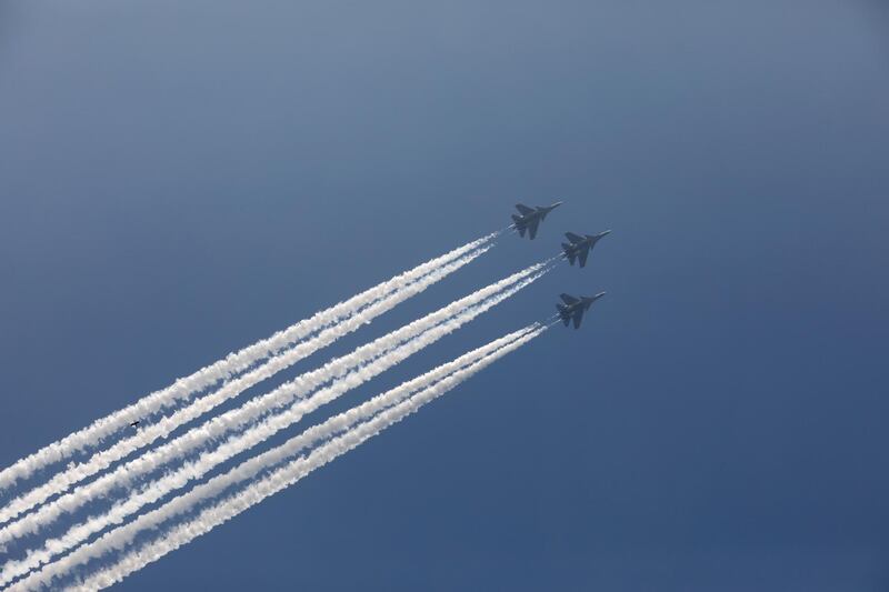 Indian Air Force fighter jets fly past during the Republic Day parade in New Delhi. Reuters
