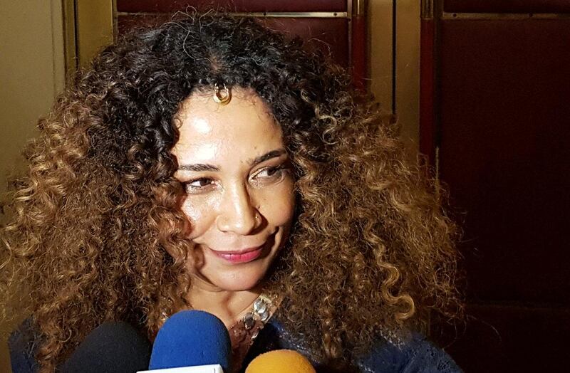 Tunisian singer and actress Ghalia Benali talks to media about her film “Fatwa” at Cairo international film festival. Photo / Reuters