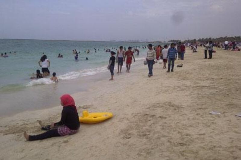 Despite warnings from the Bureau of Meteorology, many swimmers were out today on Dubai's Jumeirah Beach.