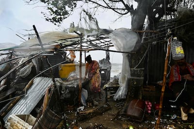 A home destroyed by Cyclone Remal in Bagladesh. Hundreds of thousands of people have evacuated. AFP