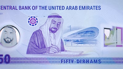 The new Dh50 note was launched to coincide with the Year of the 50th. Photo: CBUAE