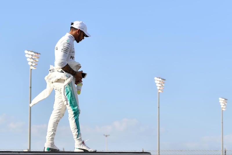 Lewis Hamilton ahead of the start of the Abu Dhabi Grand Prix. Andrej Isakovic / AFP