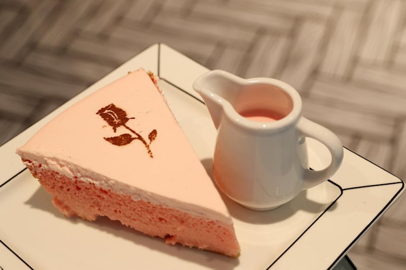 ABU DHABI, UNITED ARAB EMIRATES , Feb 11  – 2020 :-  Rose milk cake at the Forever Rose Café at The Galleria on Al Maryah Island in Abu Dhabi. (Pawan  Singh / The National) For Lifestyle. Story by Saeed