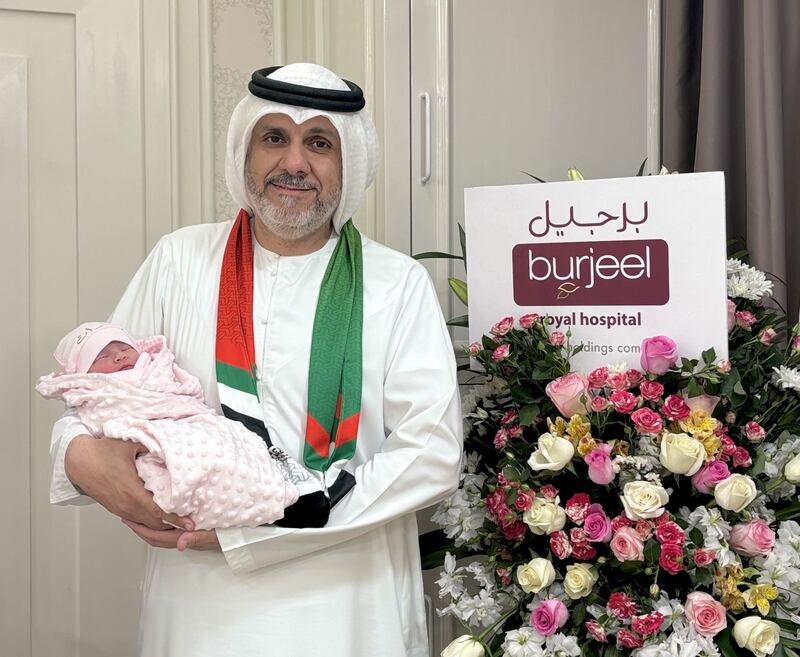 Baby Emarat with her father Ashraf Khedr at Burjeel Royal Hospital, Abu Dhabi. Supplied
