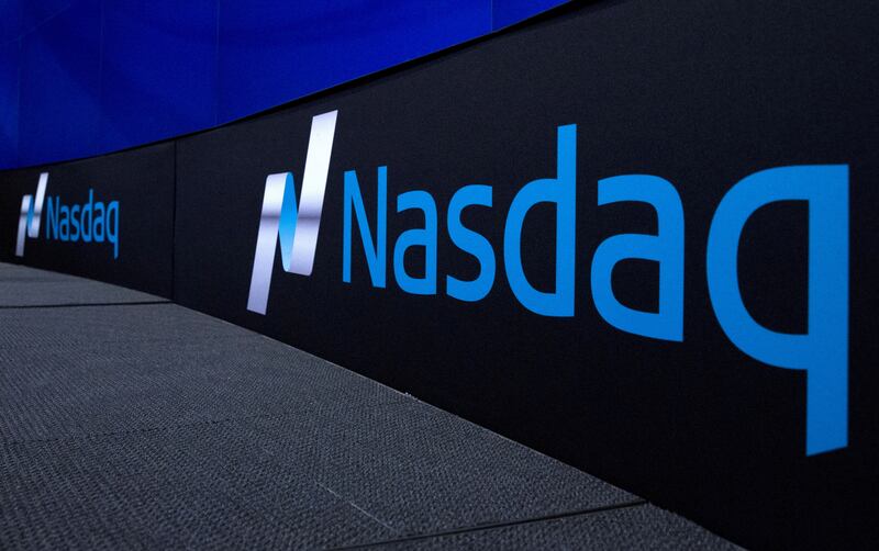 The Nasdaq logo is displayed at the Nasdaq Market site in New York. Blue Whale Acquisition Corp I will list its shares on the Nasdaq