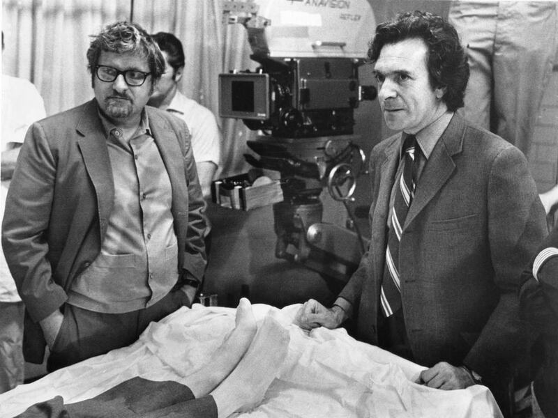 Paddy Chayefsky, left, and Arthur Hiller on the set of The Hospital in 1971. Everett Collection / REX