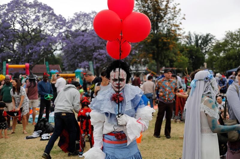 A child in a costume attends the annual Halloween party at the George Hay Park in Johannesburg, South Africa. EPA