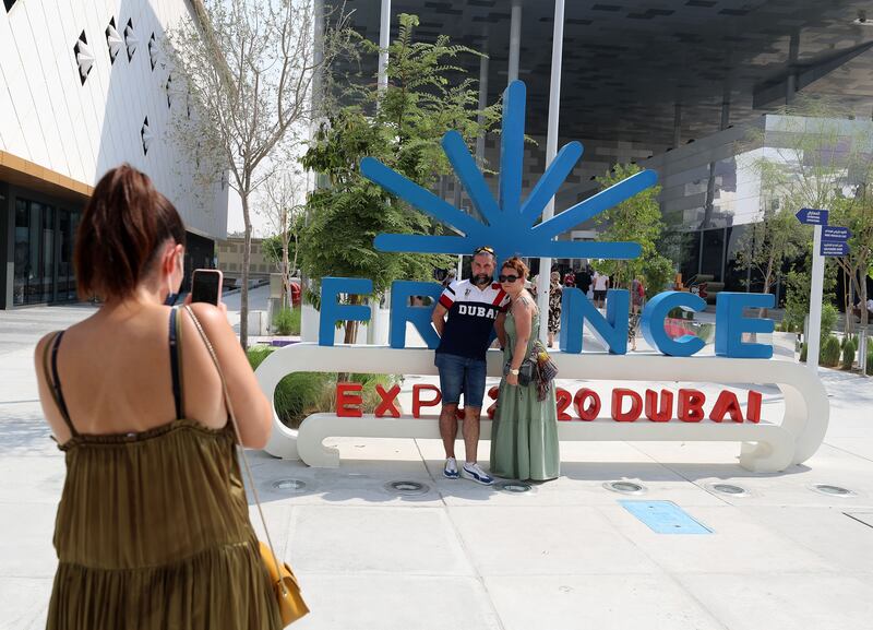 Visitors celebrate French national day at Expo 2020, Dubai. Chris Whiteoak / The National