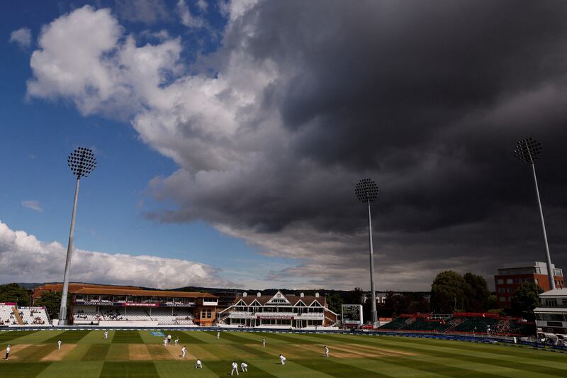 Players on the pitch during the women's international cricket Test match between England and South Africa, in Taunton, Britain. Reuters