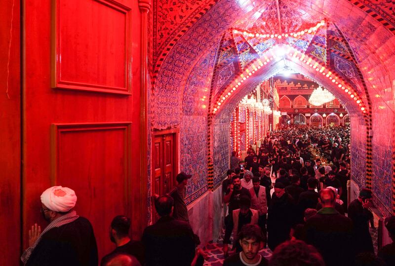 Shiite Muslim pilgrims gather at the shrine of Imam Al Abbas in the central Iraqi holy city of Karbala, ahead of the Arbaeen religious festival. AFP