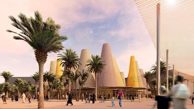 The 14 cones at Spain’s Expo 2020 Pavilion will function as natural cooling towers.