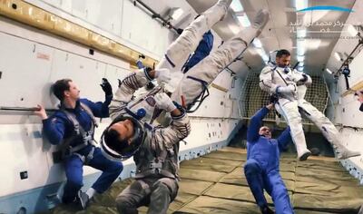 Major Hazza Al Mansoori and reserve astronaut Sultan Al Neyadi undergo training. Courtesy Dubai Media Office Twitter  