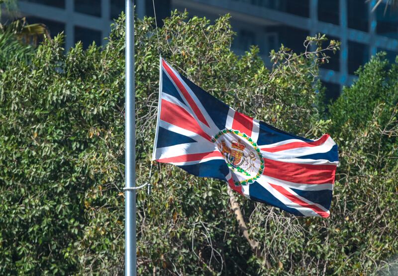 The Union Flag at the British Embassy in Abu Dhabi at half-mast. Victor Besa / The National