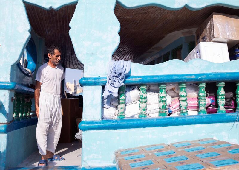 DUBAI, UNITED ARAB EMIRATES - JULY 10 2019.

A man overseas his dhow being loading by Deira's Spice Market.

For many people, the creek (Khor) with its dhow moorings, abra water taxis, and souks is the very essence of the old city - the place where many things have started. 

For decades, Dubai Creek has been a hub of activity as traders bring in goods and sell their wares at the bustling markets nearby.


 
Photo by Reem Mohammed/The National)

Reporter: JOHN DENNEHY
Section: 