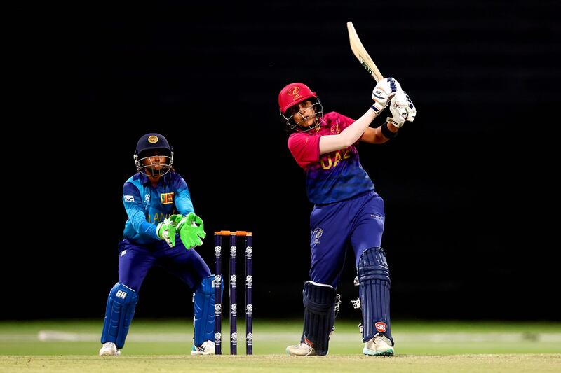The UAE's chase of Sri Lanka's target of 150 faltered and ultimately fell short once captain Esha Oza was dismissed for 66 runs in the 16th over. Photo: ICC