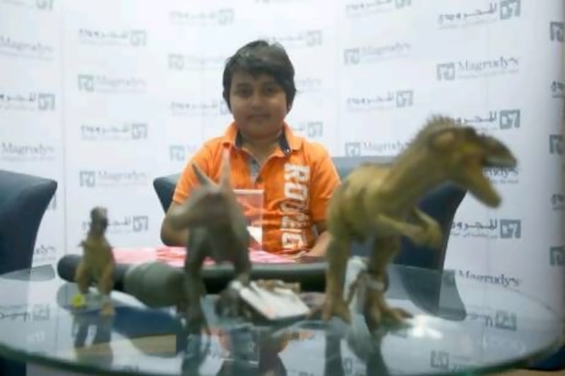 Pritvik, aged 7, with some prehistoric friends.