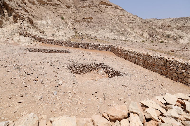 Sharjah, United Arab Emirates - July 10, 2019: Weekend's postcard section. The Faya cave site at the Mleiha Archaeological Centre. Wednesday the 10th of July 2019. Maleha, Sharjah. Chris Whiteoak / The National