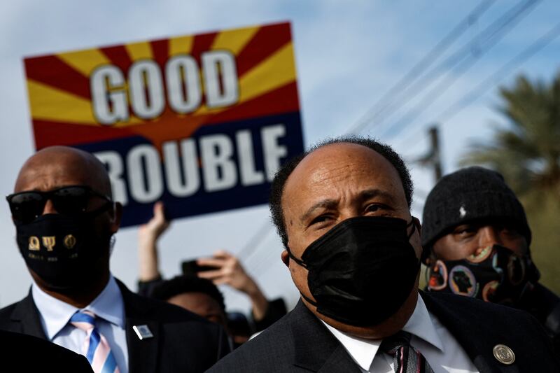 Martin Luther King III, the eldest son of civil rights champion Martin Luther King Jr, marches for voting rights in Phoenix, Arizona, in January. Reuters