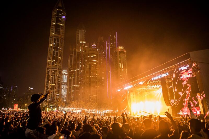 General view of fans at RedfestDXB in Dubai Media City Amphitheatre in Dubai, United Arab Emirates. Picture: Arabian Radio Network