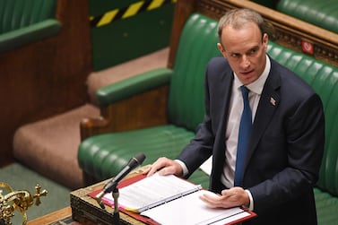 British foreign secretary Dominic Raab told parliament on Thursday that Britain was preparing sanctions against those responsible for serious human rights violations in Belarus. UK Parliament / AFP Photo