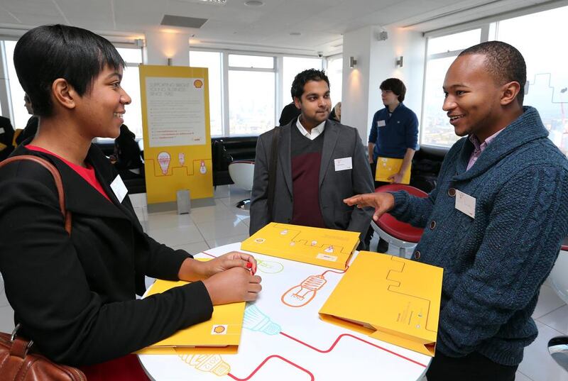 Young entrepreneurs networking at the Global Entrepreneurship Week in London. Stephen Lock for The National 