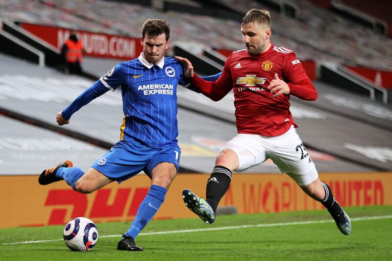 Left-back: Luke Shaw (Manchester United) – Not for the first time, Shaw was arguably United’s best player. He helped turn the tide as they came from behind to beat Brighton. AFP