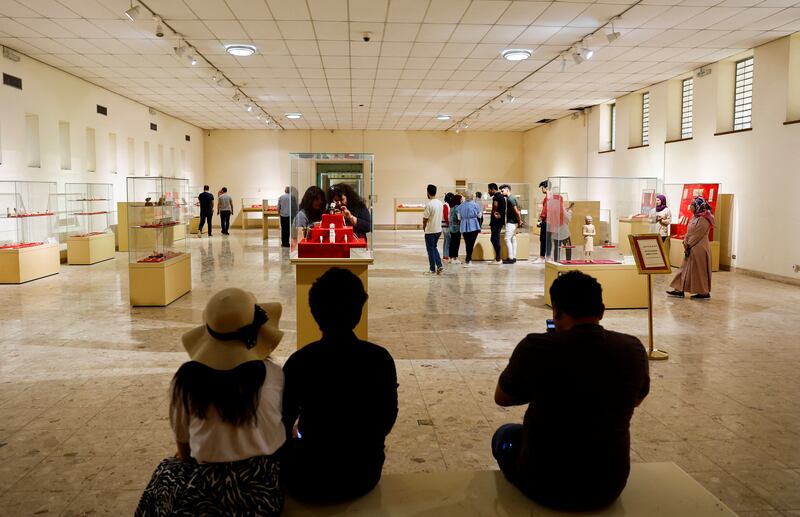 Visitors tour Iraq's National museum in Baghdad. It has reopened to the public after a three-year closure due to the spread of Covid-19 and local unrest. 