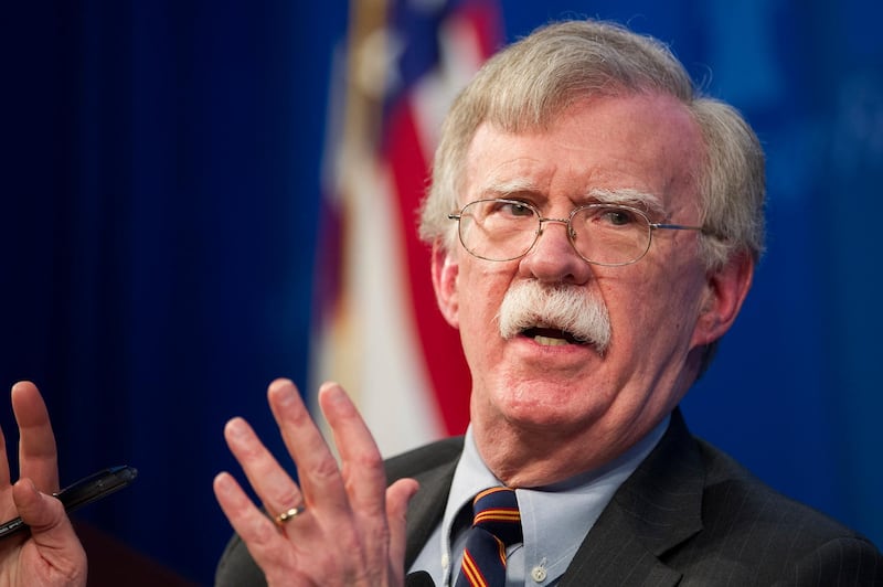 FILE - In this Dec. 13, 2018 file photo, national security adviser John Bolton unveils the Trump Administration's Africa Strategy at the Heritage Foundation in Washington.  (AP Photo/Cliff Owen, File)