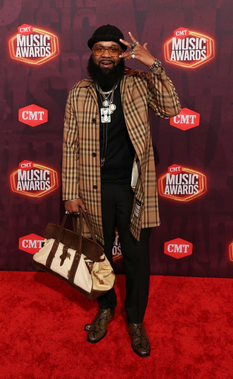 Singer Blanco Brown arrives for the CMT Music Awards at Bridgestone Arena in Nashville, Tennessee, on June 9, 2021. Reuters